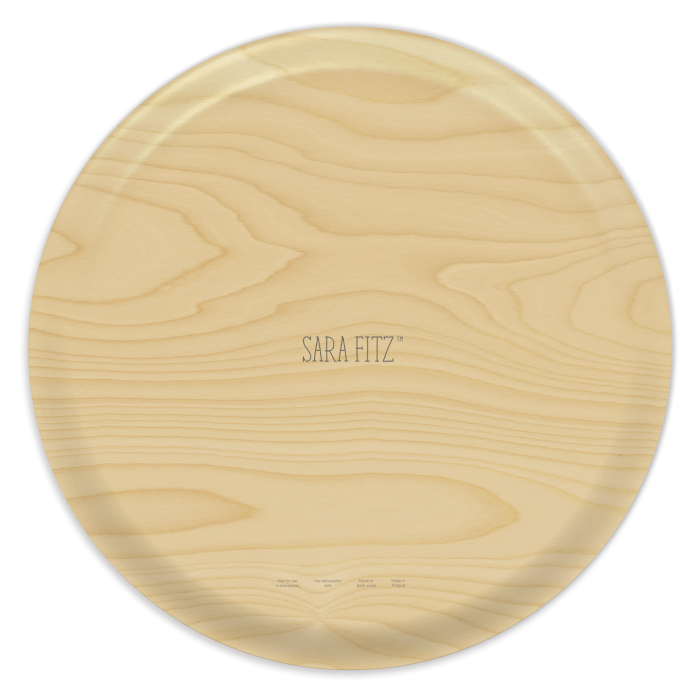Lemons birchwood decorative serving tray round 15.7 inch by Sara Fitz - Trays4Us