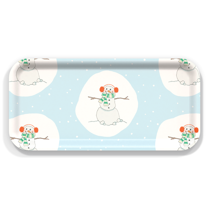 Snowman birchwood decorative serving tray Small 11x5 inch by Sara Fitz - Trays4Us