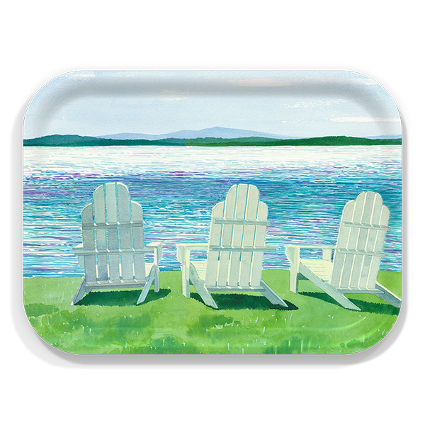 Three Chairs birchwood decorative serving tray medium 11x8 inch by Anne Kilham - Trays4Us