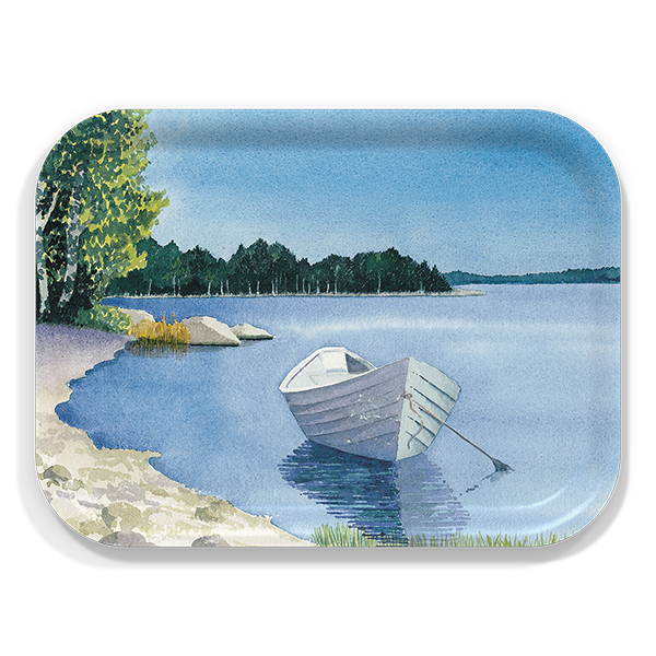Moored Dory birchwood decorative serving tray medium 11x8 inch by Anne Kilham - Trays4Us