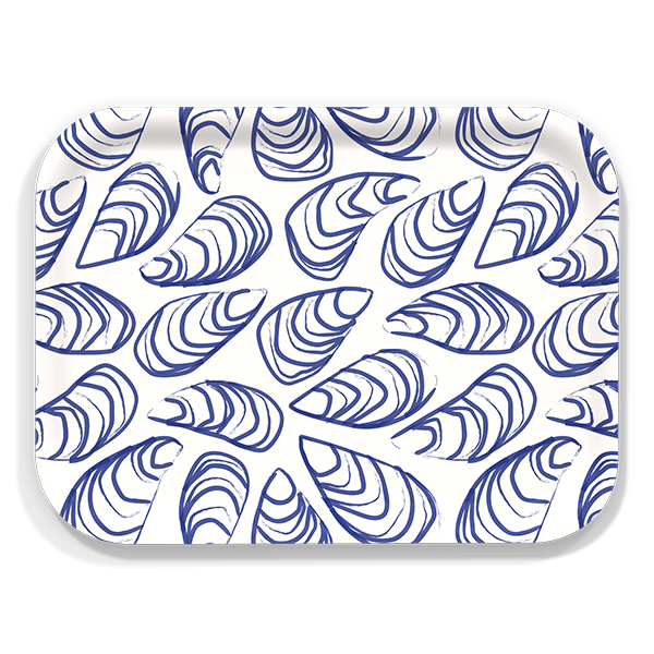 Abstract Mussels birchwood decorative serving tray medium 11x8 inch by Kate Nelligan - Trays4Us