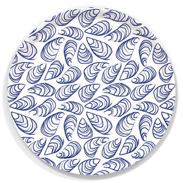 Abstract Mussels birchwood decorative serving tray round 15.7 inch by Kate Nelligan - Trays4Us