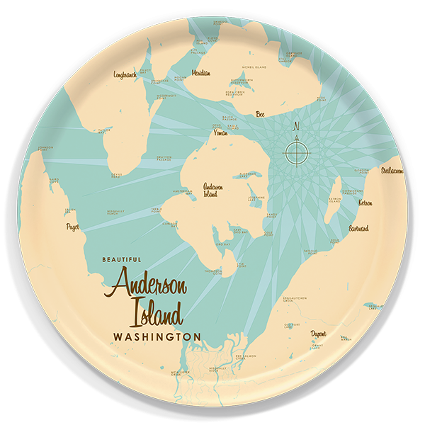 Anderson Island WA birchwood decorative serving tray round 15.7 inch by Lakebound - Trays4Us