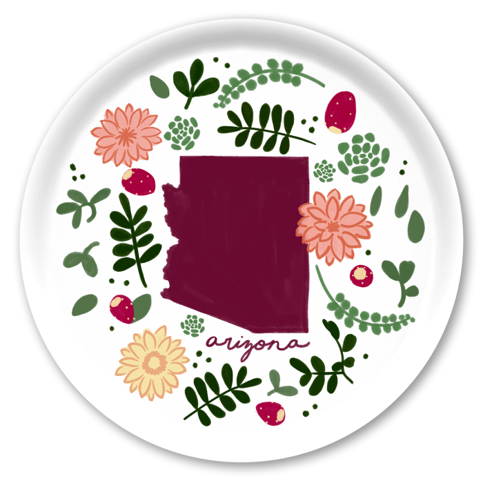 Arizona Fresh birchwood decorative serving tray round 15.7 inch by Jennifer Smelker - Trays4Us
