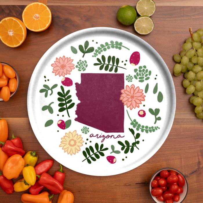 Arizona Fresh birchwood decorative serving tray round 15.7 inch by Jennifer Smelker - Trays4Us