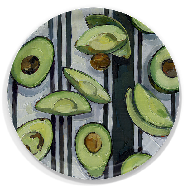 Avocado birchwood decorative serving tray round 15.7 inch by Alyssa Watters - Trays4Us