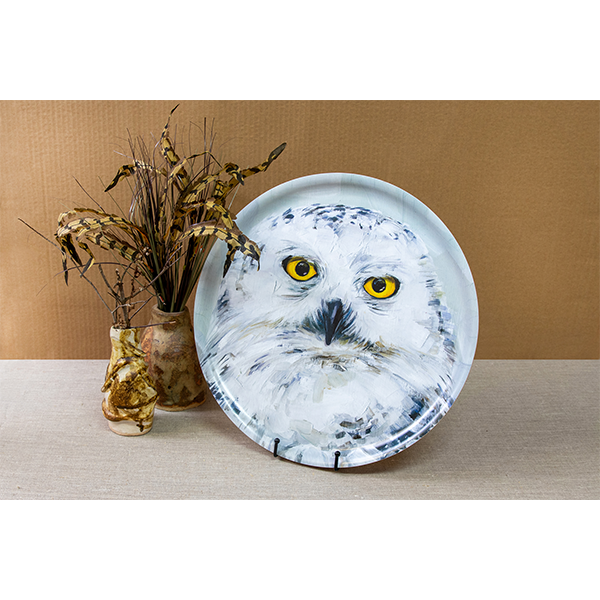 Avocado birchwood decorative serving tray round 15.7 inch by Alyssa Watters - Trays4Us