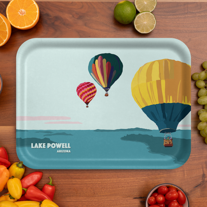 Balloons Name-drop birchwood decorative serving tray large 16.5x12.5 inch by Alan Claude - Trays4Us