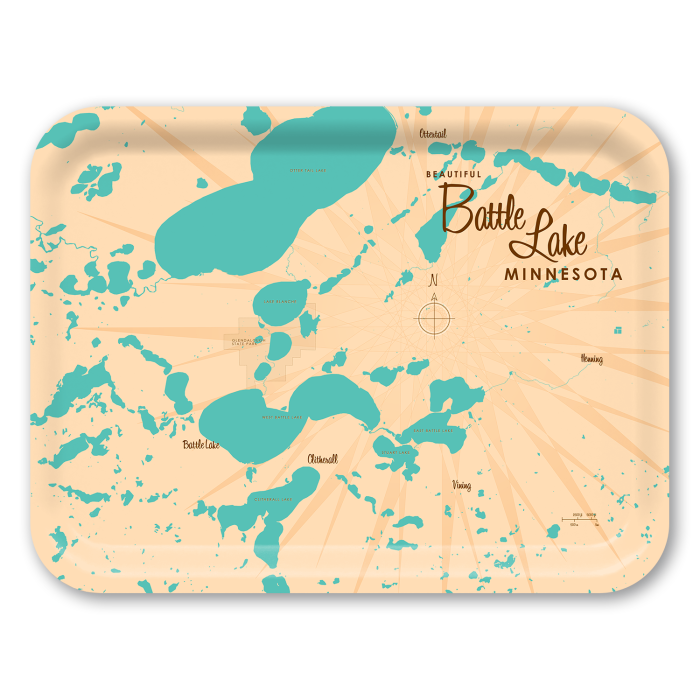 Battle Lake MN birchwood decorative serving tray large 16.5x12.5 inch by Lakebound - Trays4Us