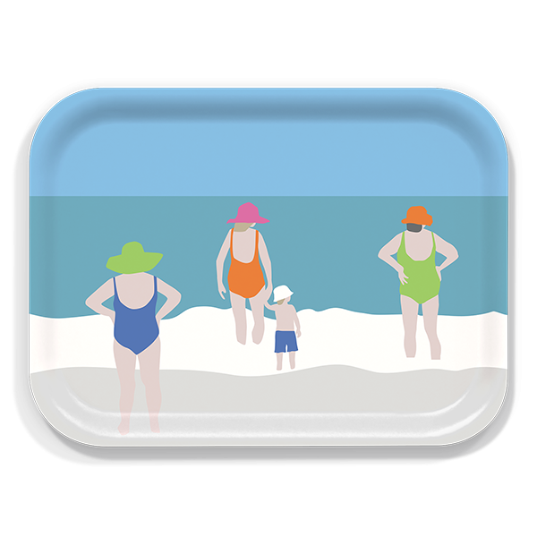 Beach Day birchwood decorative serving tray medium 11x8 inch by Kate Nelligan - Trays4Us