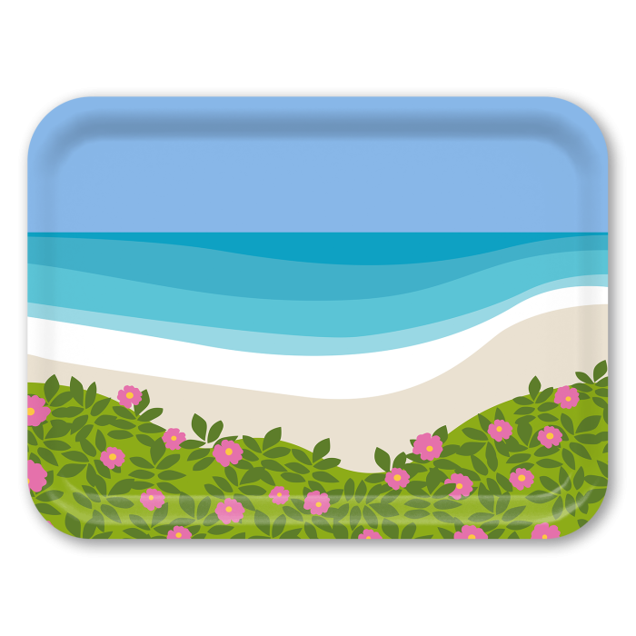 Beach Day birchwood decorative serving tray large 16.5x12.5 inch by Kate Nelligan - Trays4Us