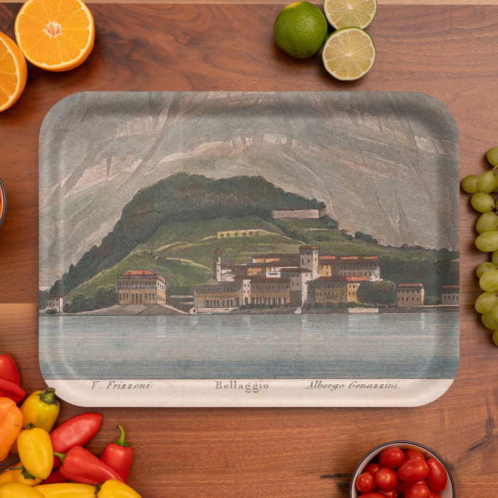 Bellagio 1863 birchwood decorative serving tray large 16.5x12.5 inch by Historical Map - Trays4Us