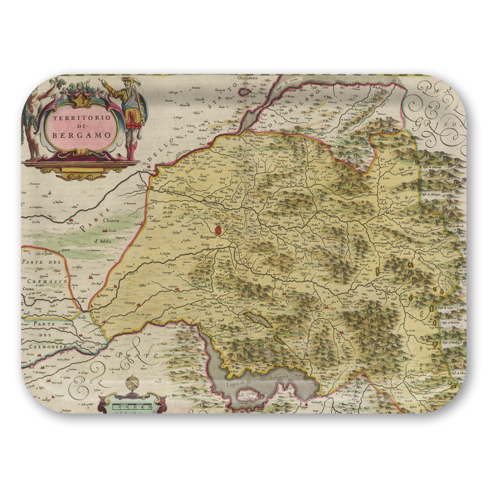 Bergamo 1665 birchwood decorative serving tray large 16.5x12.5 inch by Historical Map - Trays4Us