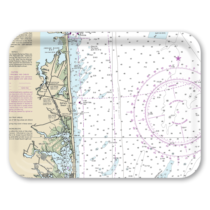 Bethany Beach 2023 birchwood decorative serving tray large 16.5x12.5 inch by Historical Map - Trays4Us
