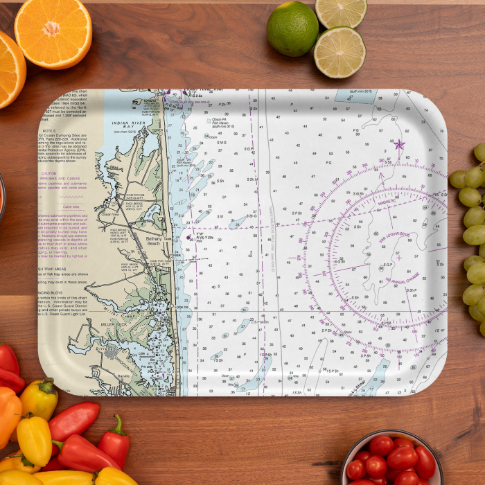 Bethany Beach 2023 birchwood decorative serving tray large 16.5x12.5 inch by Historical Map - Trays4Us
