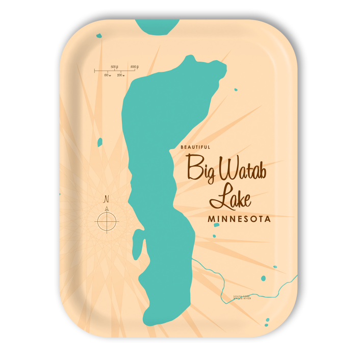 Big Watab Lake MN birchwood decorative serving tray medium 11x8 inch by Lakebound - Trays4Us