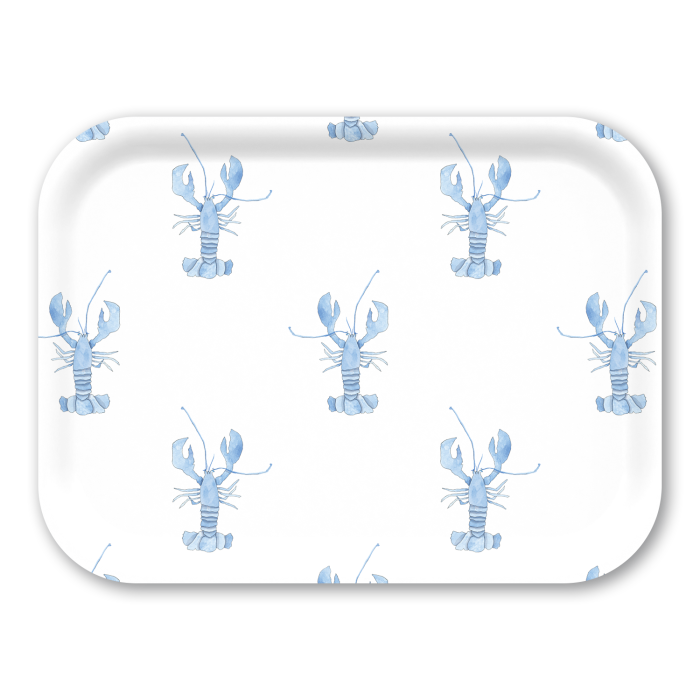 Blue Lobster birchwood decorative serving tray medium 11x8 inch by Sara Fitz - Trays4Us