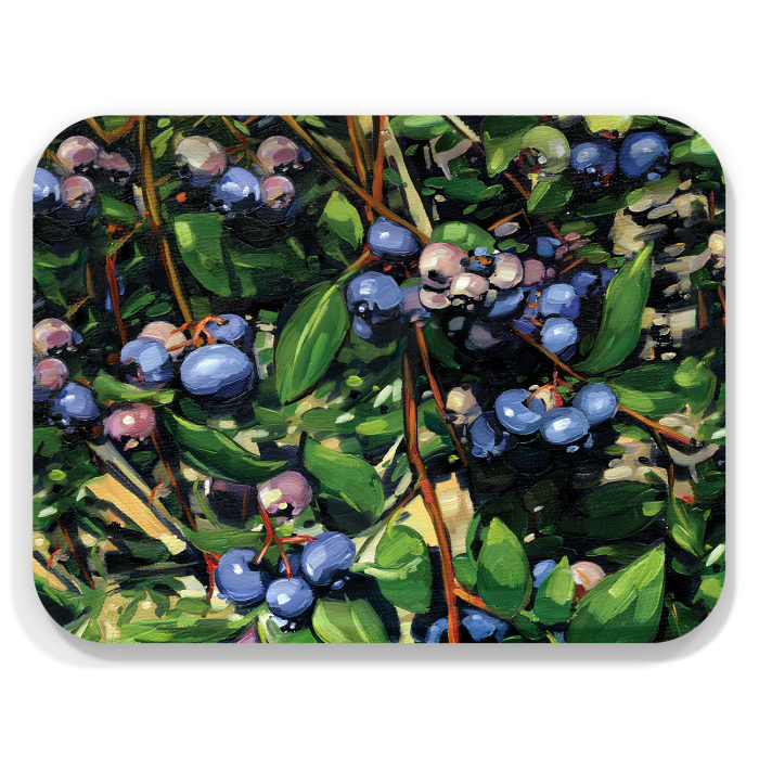 Blueberries birchwood decorative serving tray large 16.5x12.5 inch by Alyssa Watters - Trays4Us