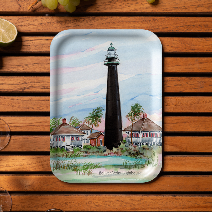 Bolivar Point Light birchwood decorative serving tray medium 11x8 inch by Donna Elias - Trays4Us