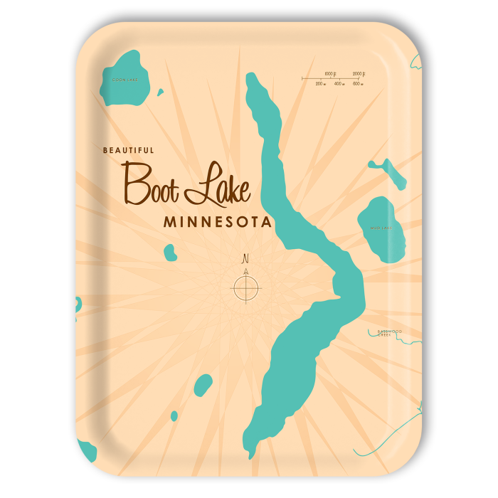 Boot Lake MN birchwood decorative serving tray large 16.5x12.5 inch by Lakebound - Trays4Us