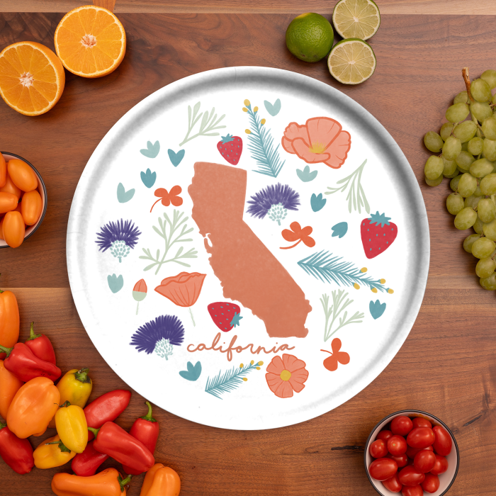 California Fresh birchwood decorative serving tray round 15.7 inch by Jennifer Smelker - Trays4Us