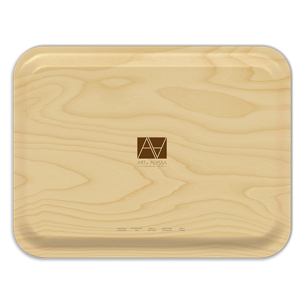 Cardinal in pine tree birchwood decorative serving tray large 16.5x12.5 inch by Alyssa Watters - Trays4Us