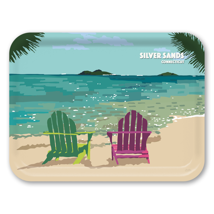 Chair Islands Name-drop birchwood decorative serving tray large 16.5x12.5 inch by Alan Claude - Trays4Us