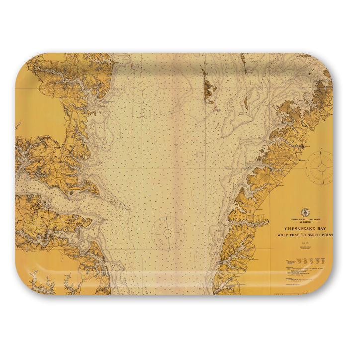 Chesapeake Bay 1912 birchwood decorative serving tray large 16.5x12.5 inch by NOAA Nautical - Trays4Us