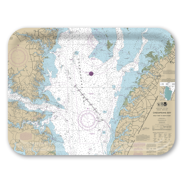Chesapeake Bay 2024 birchwood decorative serving tray large 16.5x12.5 inch by NOAA Nautical - Trays4Us