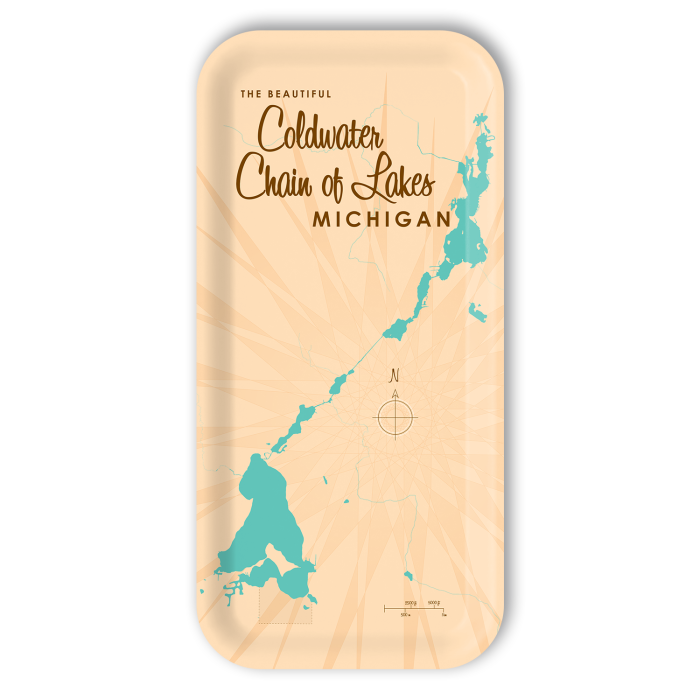 Coldwater Chain of Lakes MI birchwood decorative serving tray Small 11x5 inch by Lakebound - Trays4Us