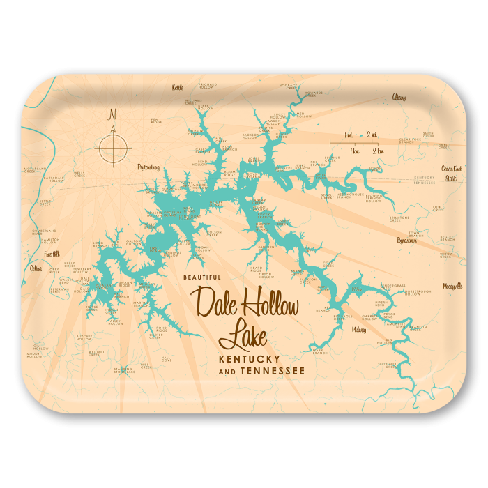 Dale Hollow Lake TN KY birchwood decorative serving tray large 16.5x12.5 inch by Lakebound - Trays4Us