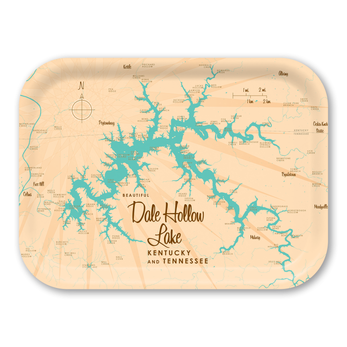 Dale Hollow Lake TN KY birchwood decorative serving tray medium 11x8 inch by Lakebound - Trays4Us