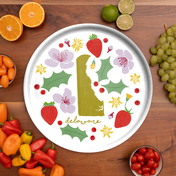 Delaware Fresh birchwood decorative serving tray round 15.7 inch by Jennifer Smelker - Trays4Us