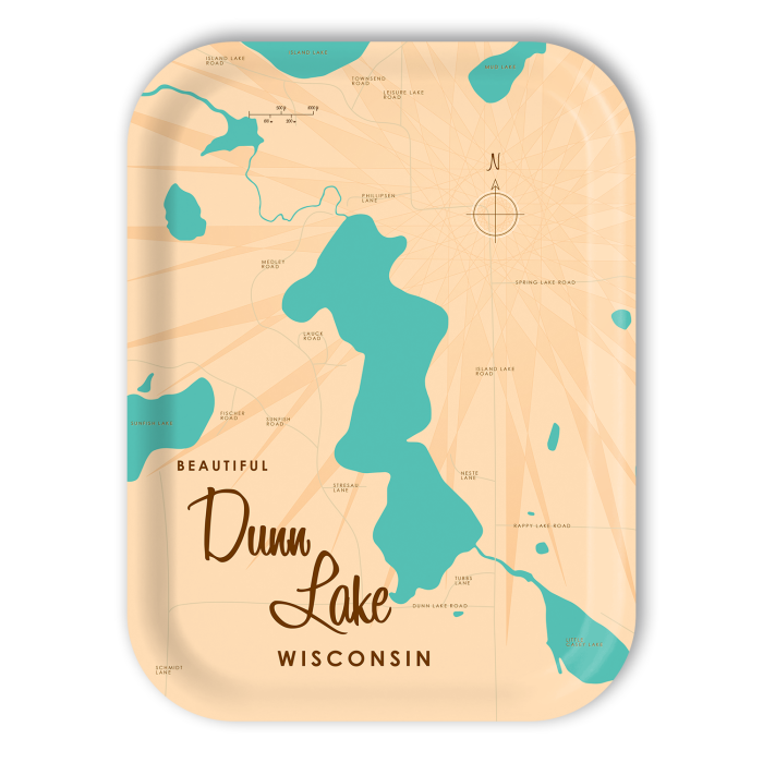 Duun Lake WI birchwood decorative serving tray medium 11x8 inch by Lakebound - Trays4Us