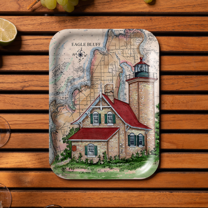 Eagle Bluff Chart Light birchwood decorative serving tray medium 11x8 inch by Donna Elias - Trays4Us