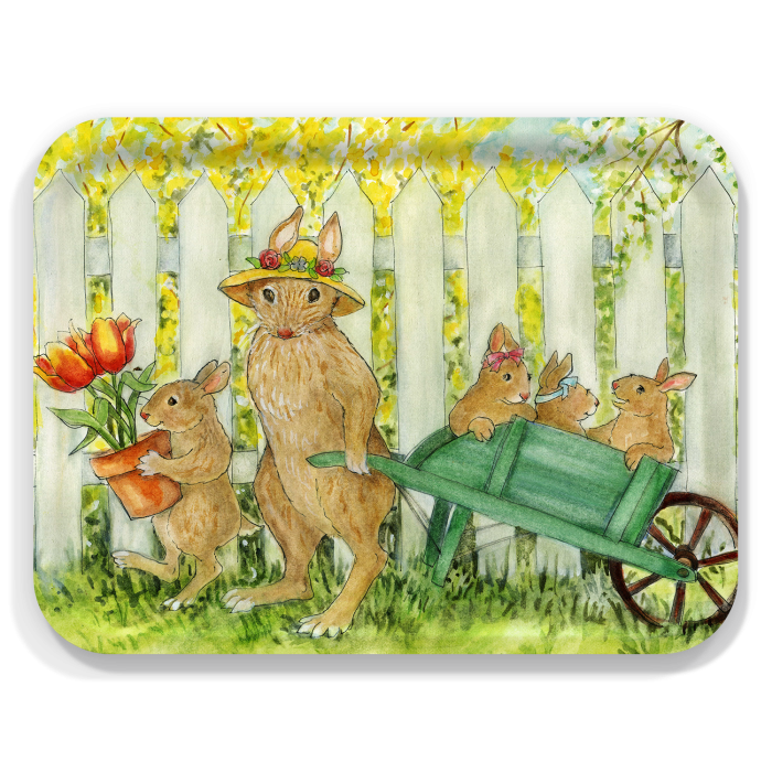 Easter Parade birchwood decorative serving tray large 16.5x12.5 inch by Woodfield Press - Trays4Us