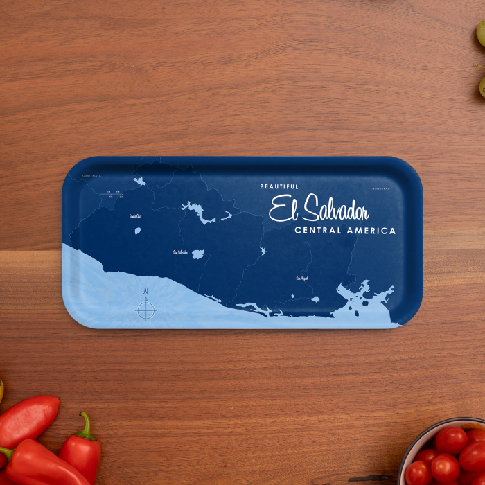 El Salvador Navy birchwood decorative serving tray Small 11x5 inch by Lakebound - Trays4Us