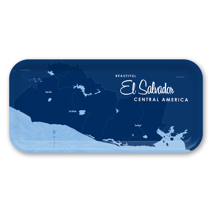 El Salvador Navy birchwood decorative serving tray Small 11x5 inch by Lakebound - Trays4Us