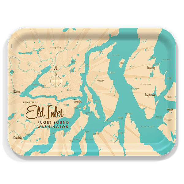 Eld Inlet WA birchwood decorative serving tray large 16.5x12.5 inch by Lakebound - Trays4Us