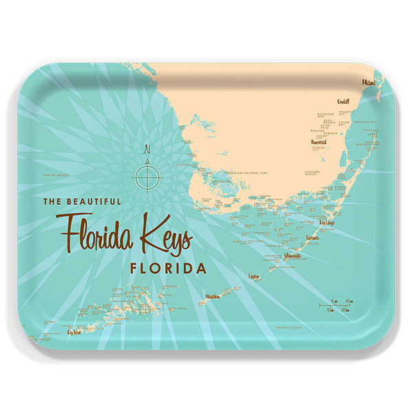 Florida Keys FL birchwood decorative serving tray large 16.5x12.5 inch by Lakebound - Trays4Us