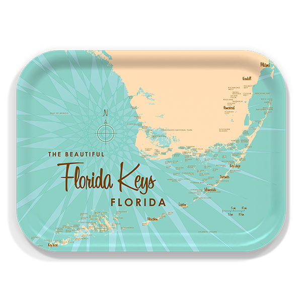 Florida Keys FL birchwood decorative serving tray medium 11x8 inch by Lakebound - Trays4Us