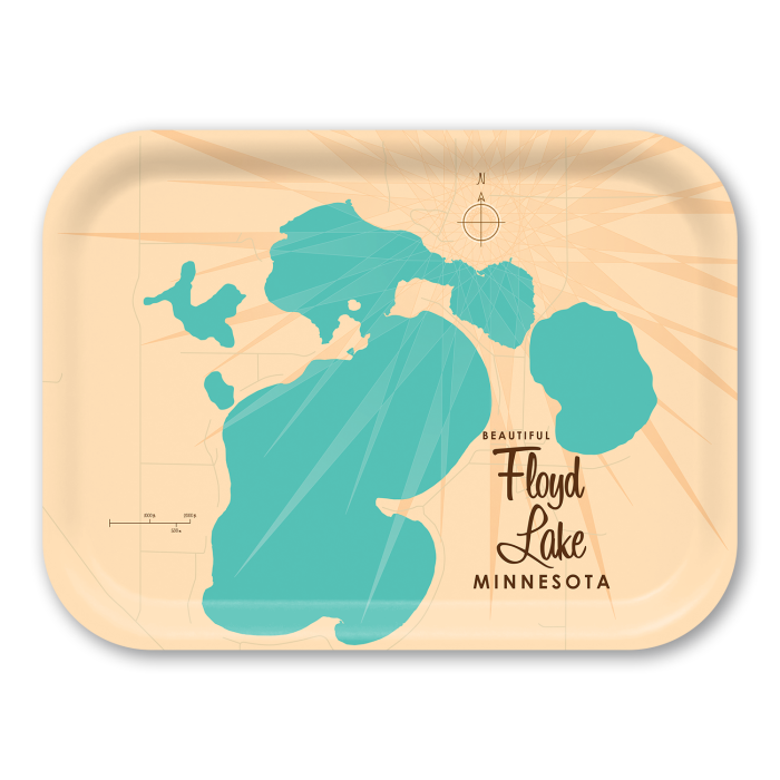 Floyd Lake MN birchwood decorative serving tray medium 11x8 inch by Lakebound - Trays4Us