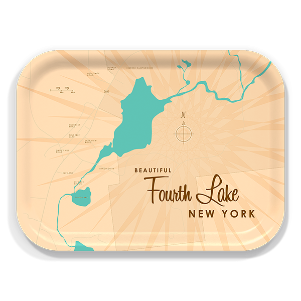 Fourth Lake NY (Warren County) birchwood decorative serving tray medium 11x8 inch by Lakebound - Trays4Us