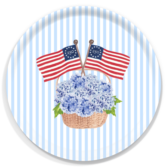 Freedom 250 Basket birchwood decorative serving tray round 15.7 inch by Muddy Dog - Trays4Us