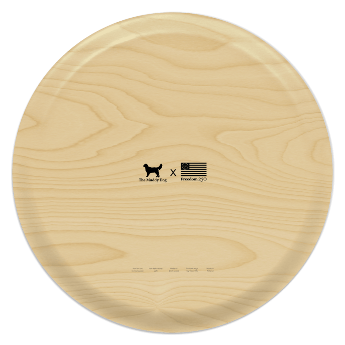 Freedom 250 Basket birchwood decorative serving tray round 15.7 inch by Muddy Dog - Trays4Us