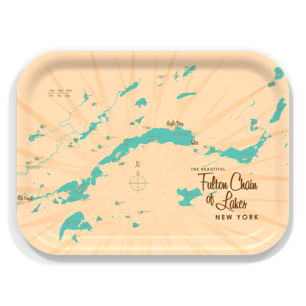 Fulton Chain of Lakes NY birchwood decorative serving tray medium 11x8 inch by Lakebound - Trays4Us