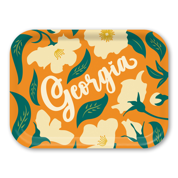 Georgia Cherokee Roses birchwood decorative serving tray medium 11x8 inch by Ale Rodriguez-Gitler - Trays4Us