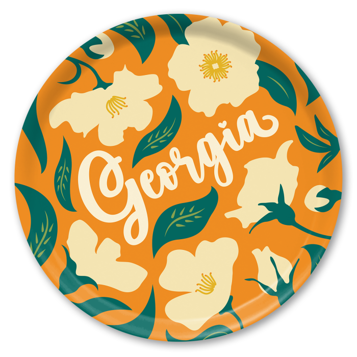 Georgia Cherokee Roses birchwood decorative serving tray round 15.7 inch by Ale Rodriguez-Gitler - Trays4Us