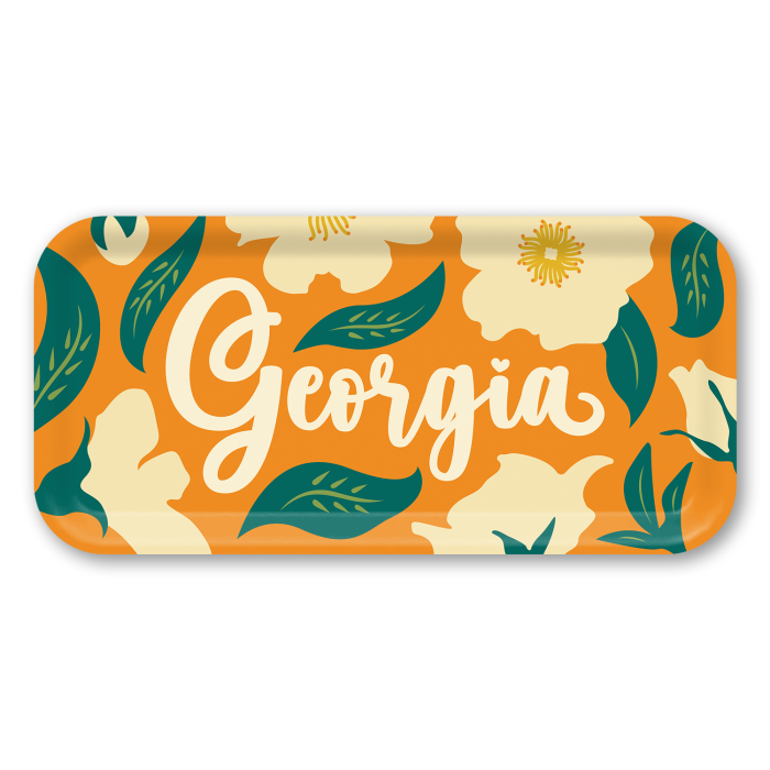 Georgia Cherokee Roses birchwood decorative serving tray Small 11x5 inch by Ale Rodriguez-Gitler - Trays4Us