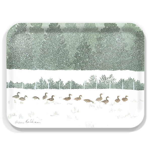 Geese Snow birchwood decorative serving tray large 16.5x12.5 inch by Anne Kilham - Trays4Us